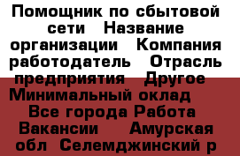 Помощник по сбытовой сети › Название организации ­ Компания-работодатель › Отрасль предприятия ­ Другое › Минимальный оклад ­ 1 - Все города Работа » Вакансии   . Амурская обл.,Селемджинский р-н